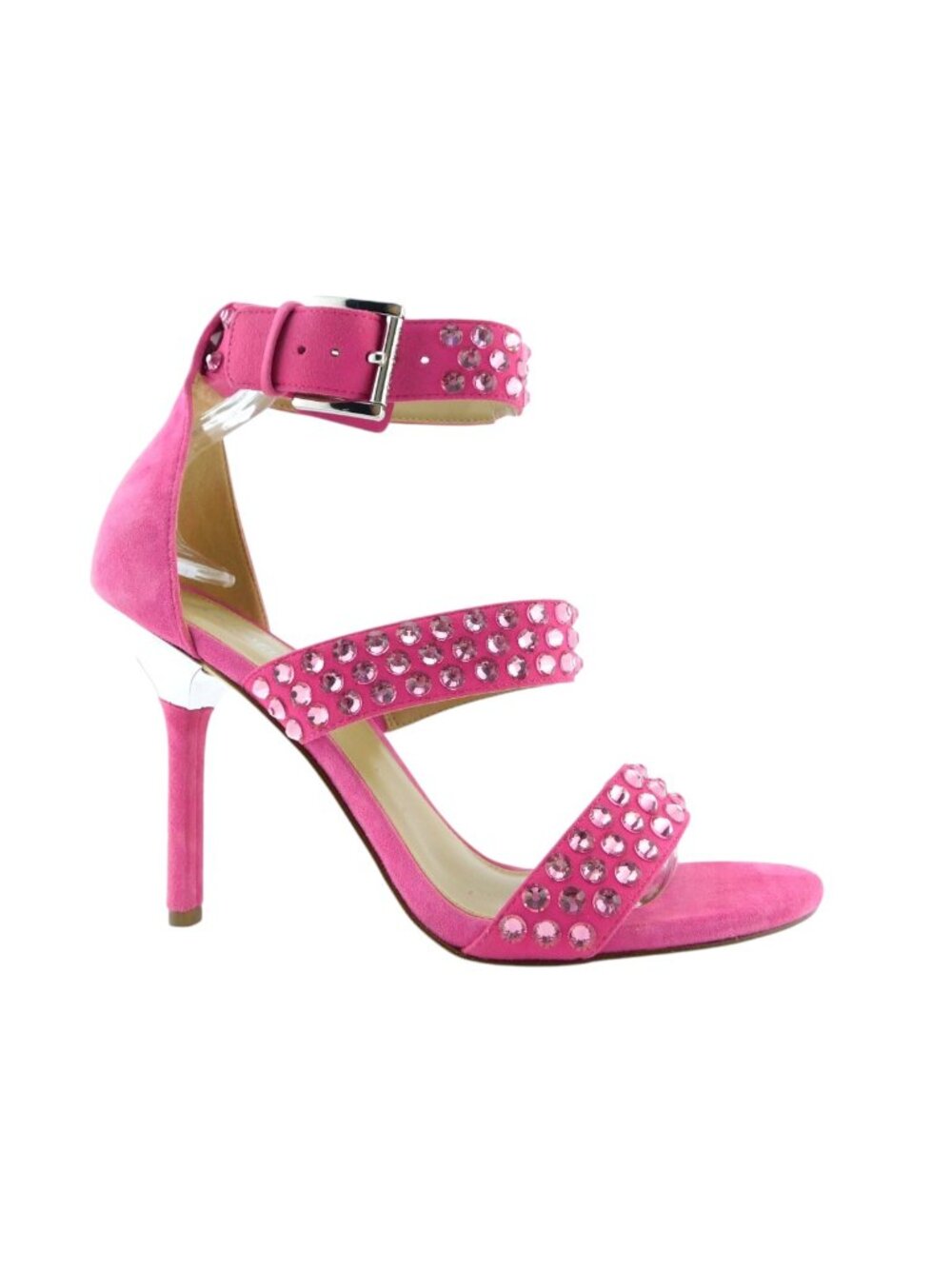 MICHAEL KORS Pink Suede Crystal Embellished Strap Heel Sandals 9